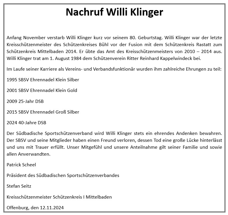 Nachruf KLinger 2024 11 12 220357